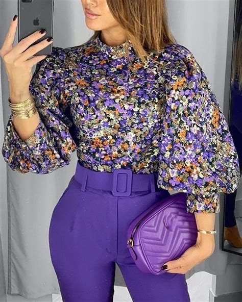 Floral Print Lantern Sleeve Top Fashion Tops Blouse Blouses For
