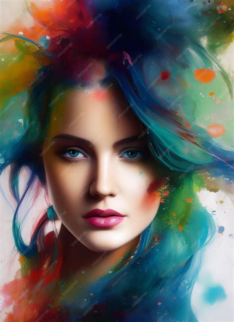Premium Photo Colorful Painting Of A Beautiful Womans Face Abstract