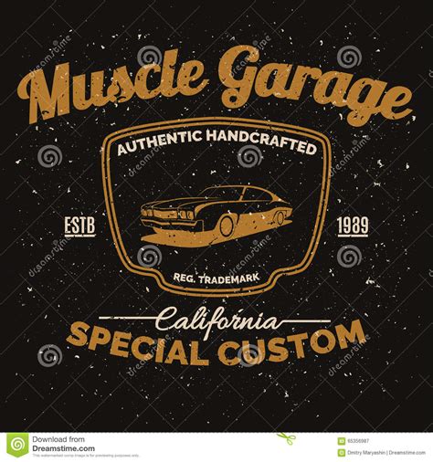 Vintage American Muscle Car For Printing With Grunge Texture Stock