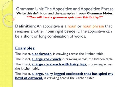 The noun clause is a clause that functions like a noun in the sentence. PPT - Identify the appositive or appositive phrase in the sentences below. PowerPoint ...