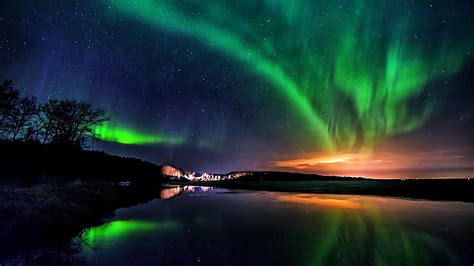 Reflections Northern Lights Lake Wallpapers 1920x1080 360144