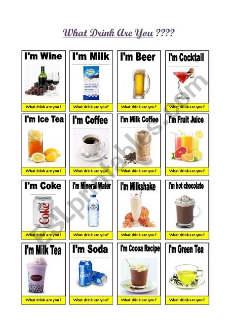 What Drink Are You Esl Worksheet By Cici1711
