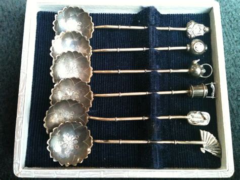 Antiques Atlas Boxed Set Of 6 Japanese 950 Sterling Silver Spoons