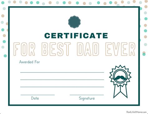 Fathers Day Printable Set Questionnaire Certificate Award