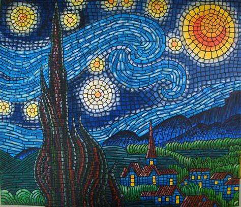 Mosaic Starry Night Abstract Mosaic Art Starry Night Art Mosaic Art
