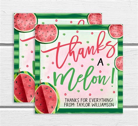 Watermelon T Tags Thanks A Melon Appreciation T Tag Etsy