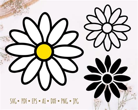 Dxf Png Pdf Flower SVG Silhouette Eps Spring Floral Daisy SVG Files For Cricut Daisy Flower