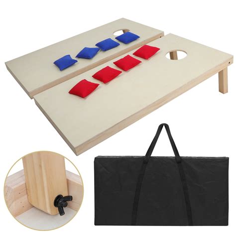 Buy Zeny Portable Solid Wood Cornhole Bean Bag Toss Game Set Online At