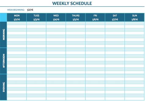 Blank Weekly Schedule Excel Driverlayer Search Engine Riset