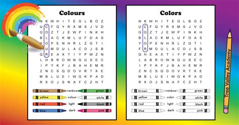 Easy Color Word Search For Kids 2nd Grade Puzzle