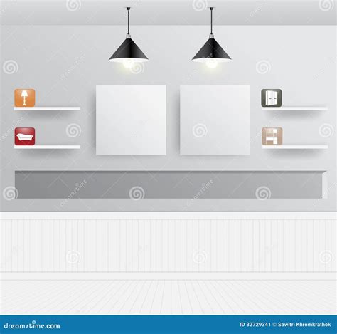 Vector Interior Design With Home Furniture Icons Stock Vector