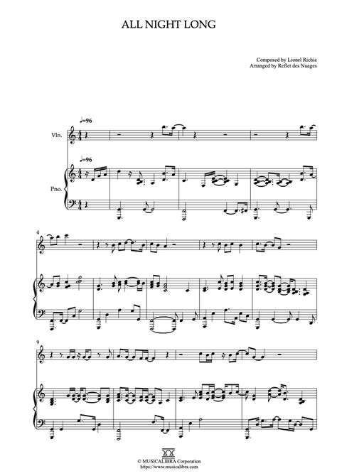 [duet Sheet Music] All Night Long Violin And Piano Chamber Ensemble Musicalibra
