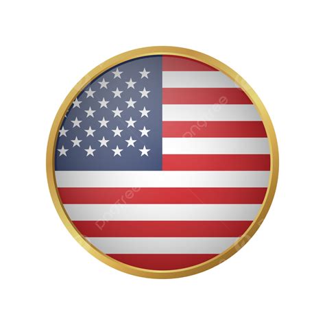 United States Flag Vector With Circle Golden Frame United States Flag