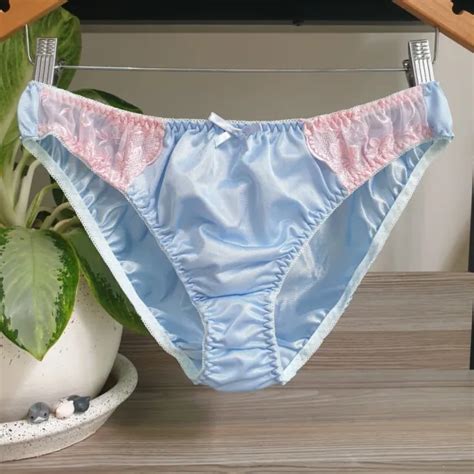 Vintage Sheer Nylon Panties Matt Pink Granny Soft Brief Lace Size 8 Hip