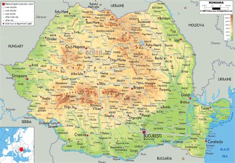 Carpathian Mountains Physical Map