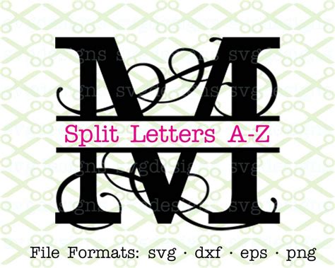 Flourish Split Monogram Svg Cricut And Silhouette Files Svg Dxf Eps Png