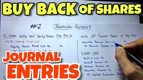 2 Buy Back Of Shares Journal Entries Bcom Cma Ca Inter By