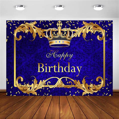 Buy Avezano Prince Birthday Party Backdrop For Babe S Royal Blue And Gold King Crown Party