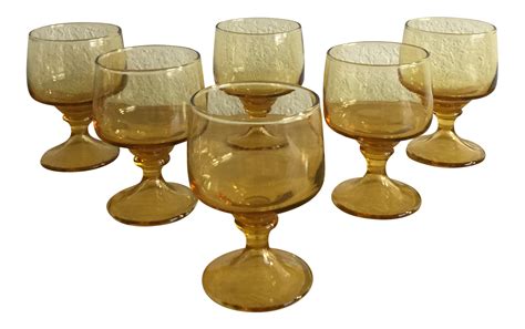 Vintage Mid Century Amber Dessert Or Cocktail Glassware On Cocktail Glassware