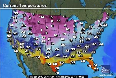 This General Weather Map Shows The Current Temperatures In Cities