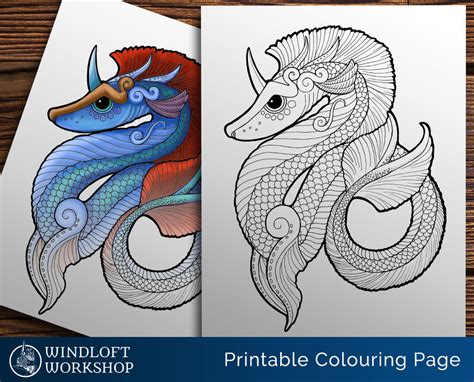Here you can explore hq sea serpent transparent illustrations, icons and clipart with filter setting like size, type, color etc. Water Dragon Coloring Page Sea Serpent Leviathan Sea | Etsy