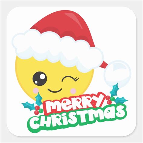 Merry Christmas Winking Emoji Stickers