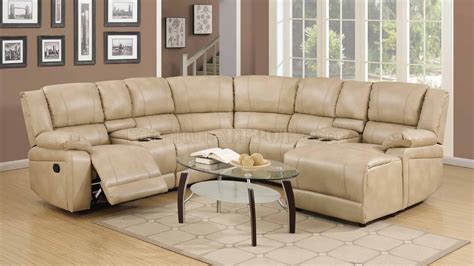 8303 Reclining Sectional Sofa In Cream Bonded Leather Woptions