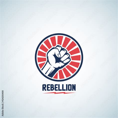 Rebellion Fist Symbol Abstract Vector Emblem Or Logo Template Hand With Rays In A Circle