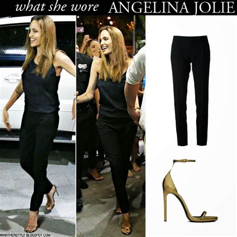 What She Wore Angelina Jolie In Black Top Black Saint Laurent Pants