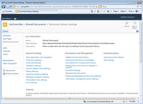 Sharepoint 2010 Document Library Settings Page Tools Reviewed Part 1
