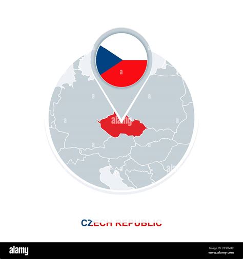 Czech Republic Map And Flag Vector Map Icon With Highlighted Czech