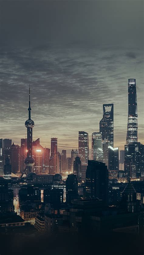 Iphone Wallpaper Nn23 City Shanghai Night Building Skyline