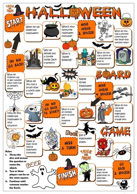 Halloween Board Game Worksheet Free Esl Printable