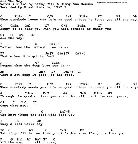 Song Lyrics With Guitar Chords For All The Way Frank Sinatra