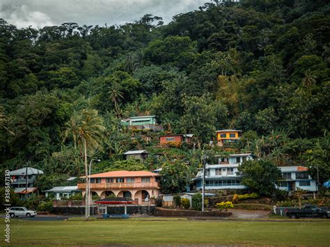 Typical Tropical Island Houses In Pago Pago Tutuila American Samoa