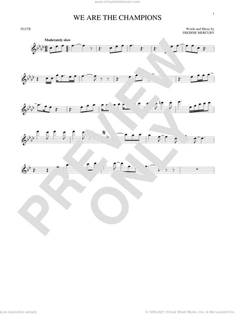Queen We Are The Champions Sheet Music For Flute Solo Pdf