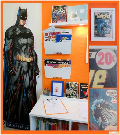 An der wand hängen plakate. Batman Zimmer Dekotration, Kinderzimmerschreibtisch für ...