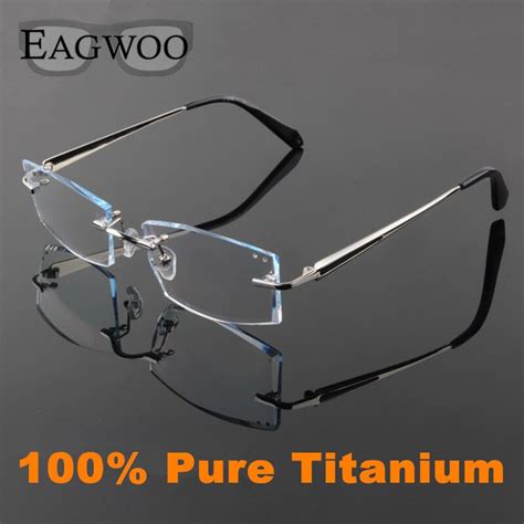 Buy Eagwoo Pure Titanium Eyeglasses Men Rimless Prescription Reading Myopia