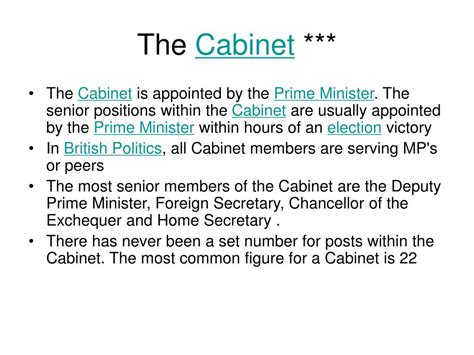 The cabinet members are in the executive branch of government. PPT - Chapter 13 System of Government PowerPoint ...