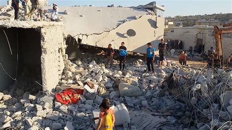 Rubble Wreckage In Aftermath Of Airstrikes In Syria