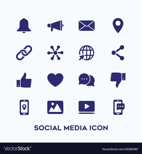 Simple Set Social Media Icon In Dark Blue Color Vector Image