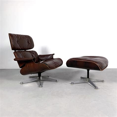 Eames Mod 670 Rosewood And Brown Leather Lounge Chair Plus Ottoman By