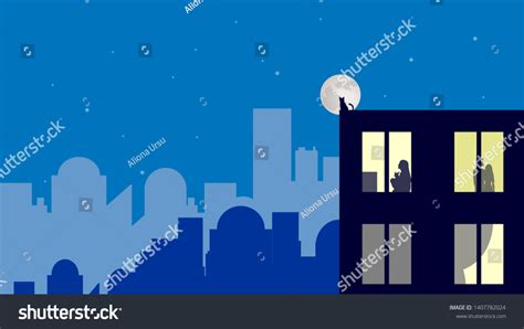 Night City Landscape Vector Illustration Stock Vector Royalty Free