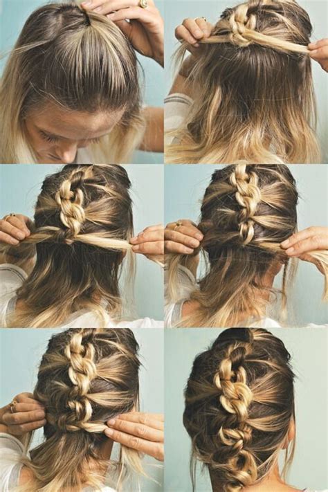 Thereafter tie a knot at the base of the section and start to braid in the fishtail braid hairstyle. 20 Easy Updo Hairstyles for Medium Hair - Pretty Designs