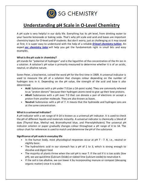 Understanding Ph Scale In O Level Chemistrypdf Pdf Host