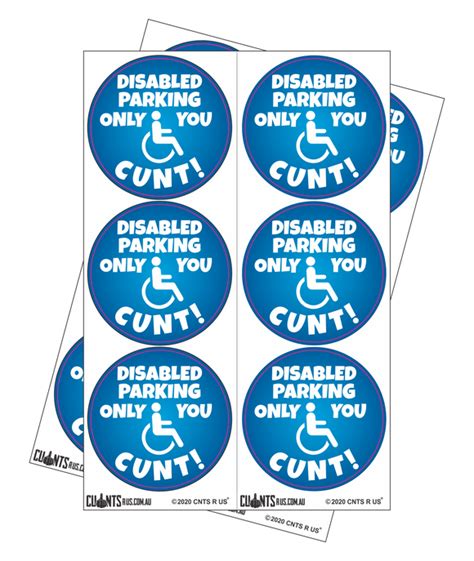 Sticker Pack Disabled Parking Only You Cunt Cru18 23r 11046 Fair