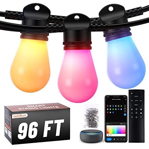 Addlon 96ft Color Changing Smart Outdoor String Lights With Remote And A