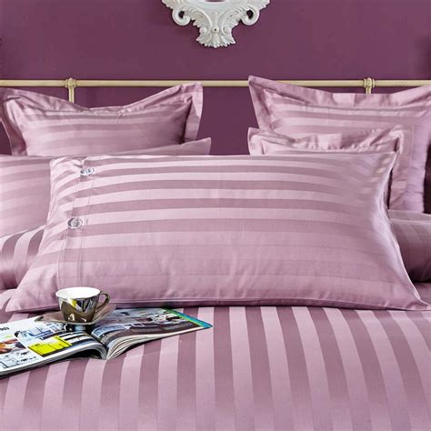 100 Cotton Purple Striped Duvet Cover Set