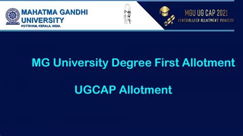 Mg University Ug Cap Allotment And Admission Mg University Degree