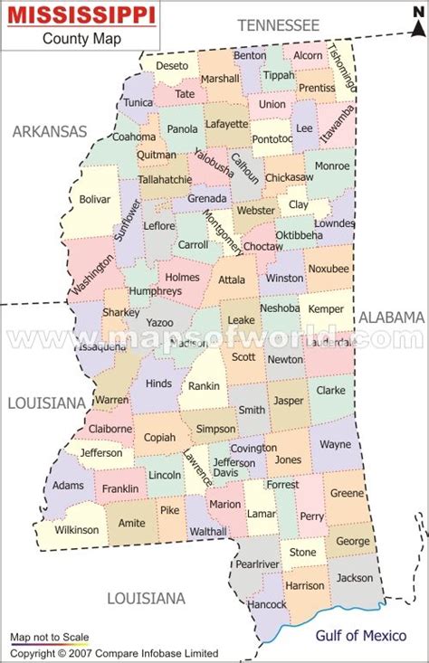 Printable Map Of Mississippi Counties